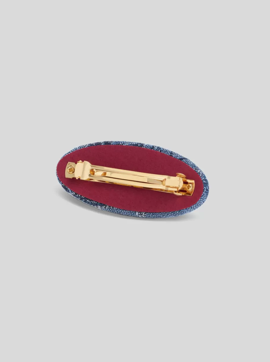 Accessoires Pour Les Cheveux^ETRO BARRETTE À CHEVEUX EN DENIM JACQUARD BLEUMARINE