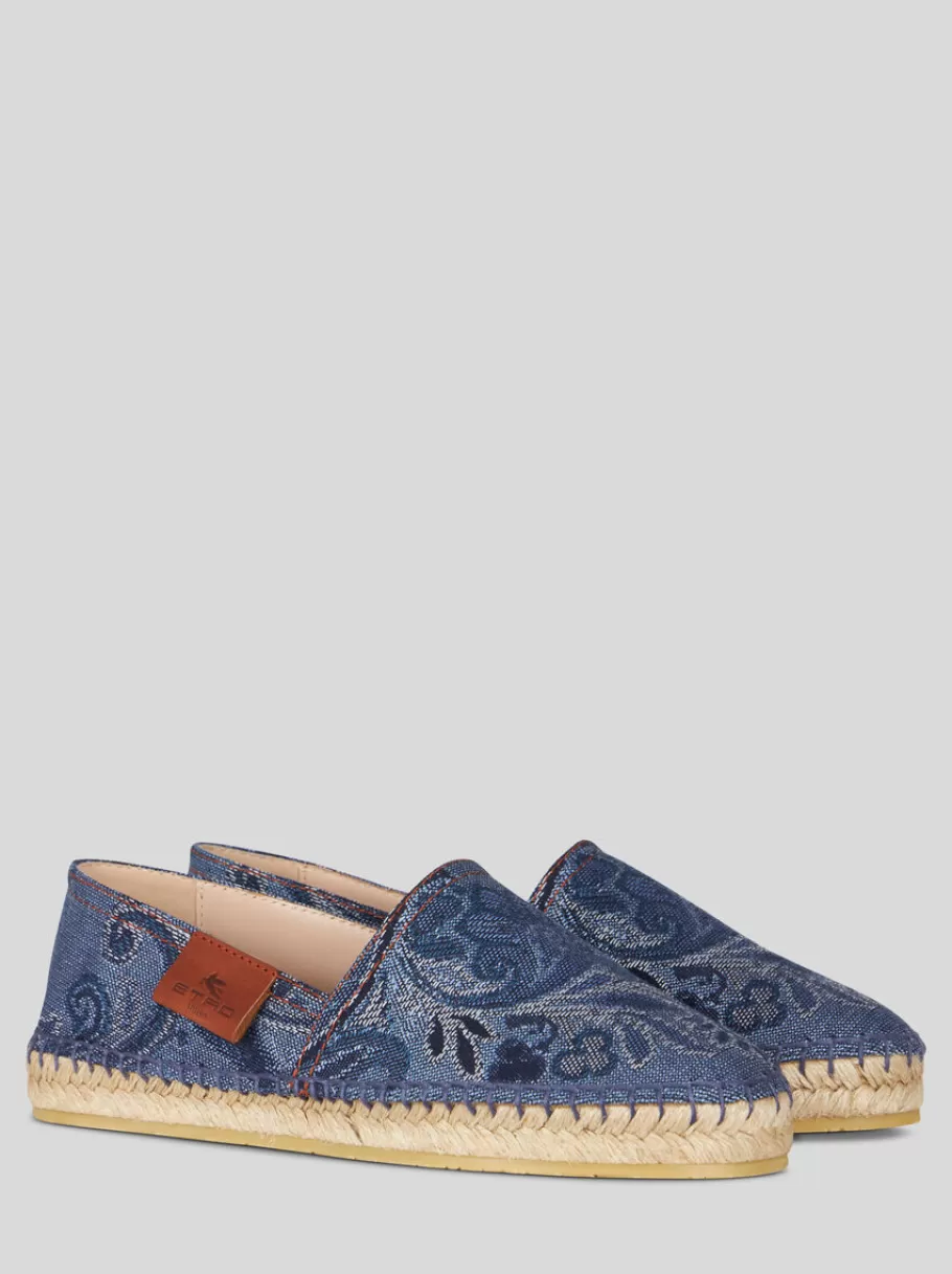 Espadrilles Et Semelles Compensées^ETRO ESPADRILLES EN DENIM JACQUARD BLEUMARINE