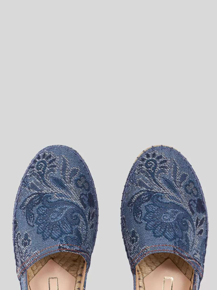 Espadrilles Et Semelles Compensées^ETRO ESPADRILLES EN DENIM JACQUARD BLEUMARINE